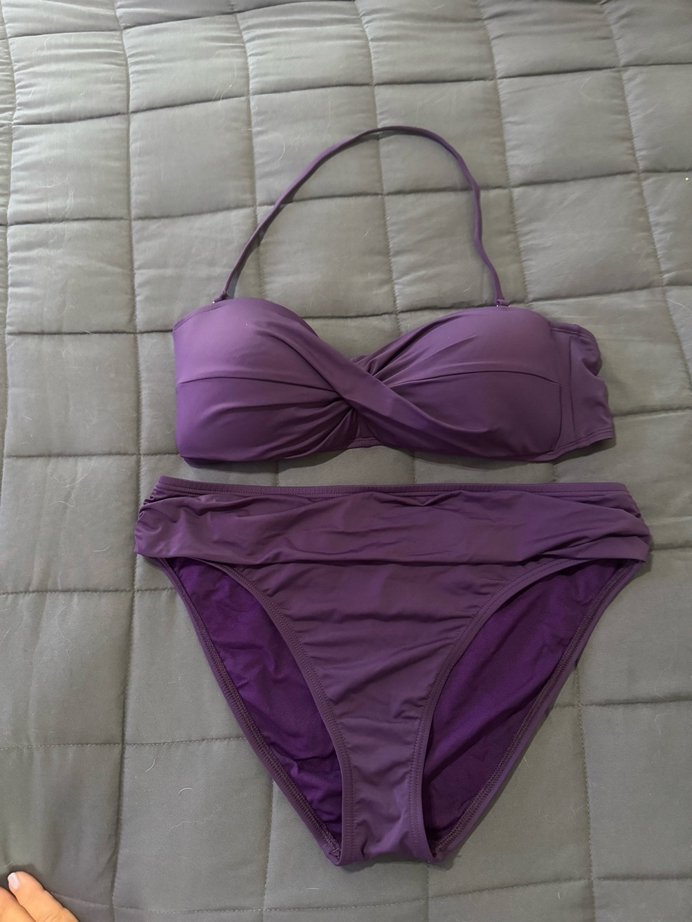 Tommy Bahama Plum Purple Twist-Front Bandeau Bikini